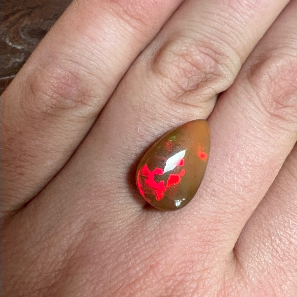Large Ethiopian Volcanic Fire Opal Teardrop Loose Gemstone